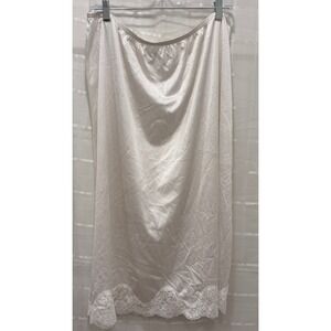 Adonna Vintage Half Slip Cream Ivory Lace Trim Side Slit Nylon Lingerie 3X USA